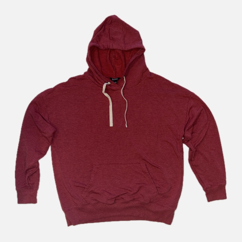 Buffalo David Bitton Burgundy Hoodie Men’s L Fleece Pullover Kangaroo Pocket